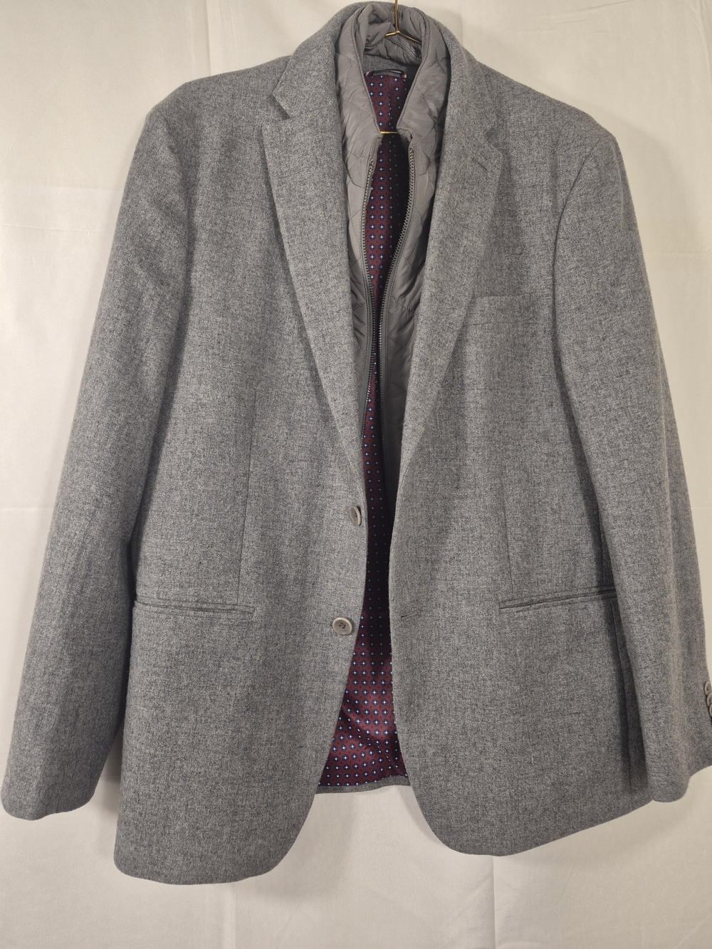 Tommy Hilfiger Grey Wool-Blend Sport Coat with Quilted Liner